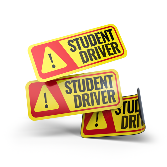 Student Driver Magnet | Removable & Reflective New Driver Sticker Decal for Car | Extra-Long Strong Adhesive Magnet w/ Bold Visible Letters (3-Pack