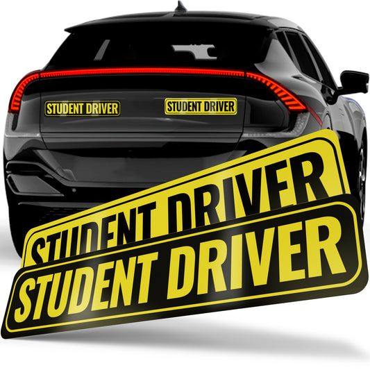 Student Driver Magnet | Removable & Reflective New Driver Sticker Decal for Car | Strong Adhesive Magnet | Bold Visible Letters |2-Pack|Yellow & Black