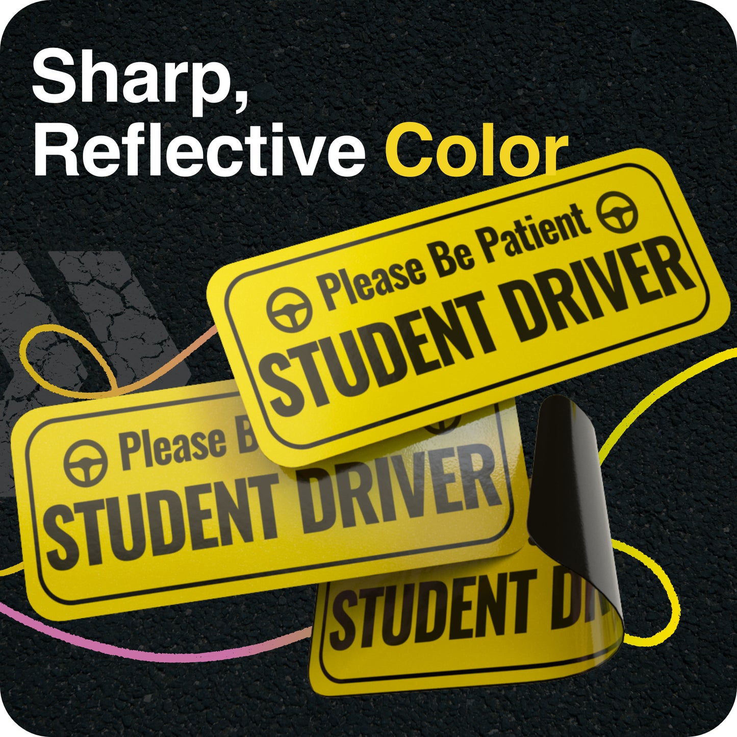 Student Driver Magnet Reflective New Driver Sticker Decal for Car with Strong Adhesive Magnet | 3 Pack, Bright Yellow