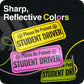 Student Driver Magnet Reflective New Driver Sticker Decal for Car with Strong Adhesive Magnet, Yellow, Pink & Green