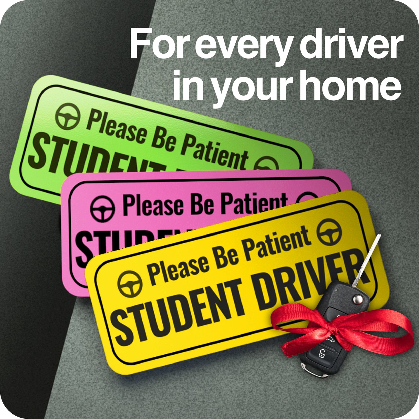 Student Driver Magnet Reflective New Driver Sticker Decal for Car with Strong Adhesive Magnet, Yellow, Pink & Green