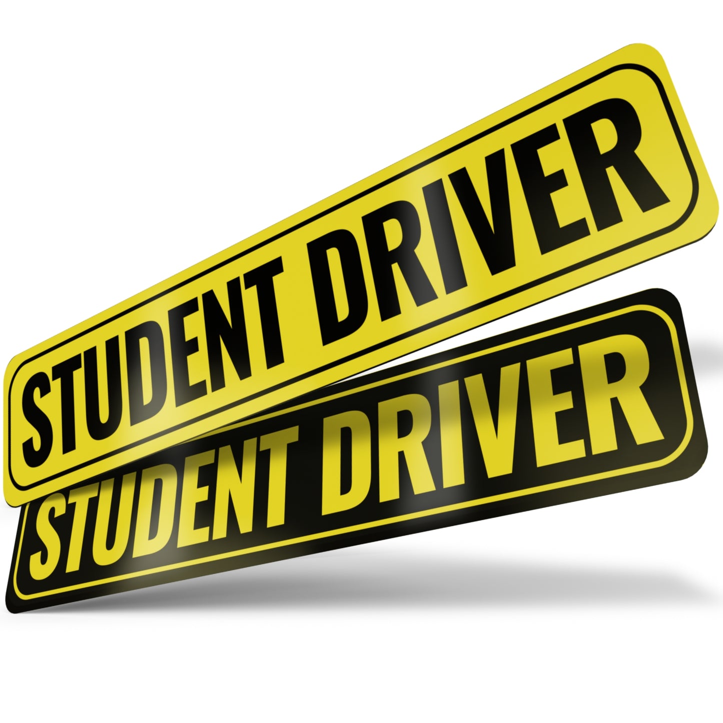 Student Driver Magnet | Removable & Reflective New Driver Sticker Decal for Car | Strong Adhesive Magnet | Bold Visible Letters |2-Pack|Yellow & Black