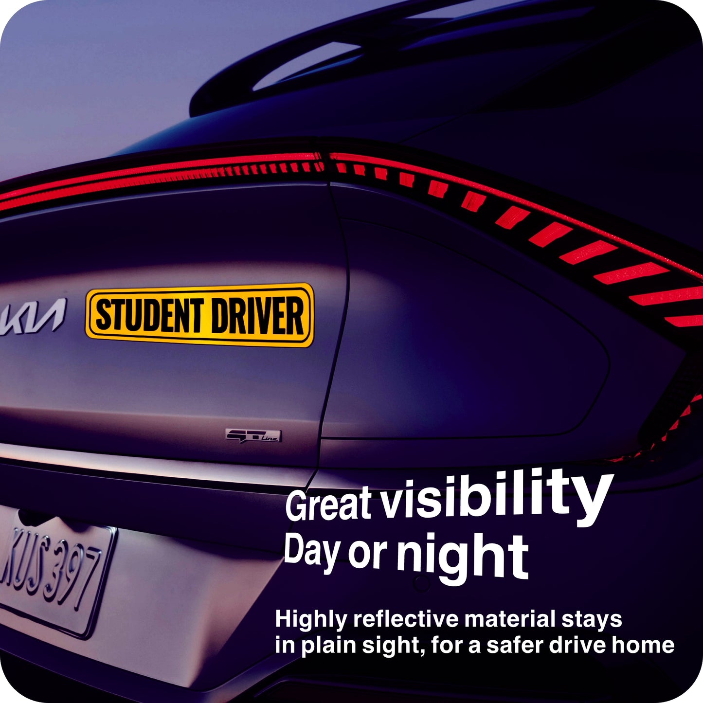 Student Driver Magnet | Removable & Reflective New Driver Sticker Decal for Car | Strong Adhesive Magnet | Bold Visible Letters |2-Pack|Yellow & Black