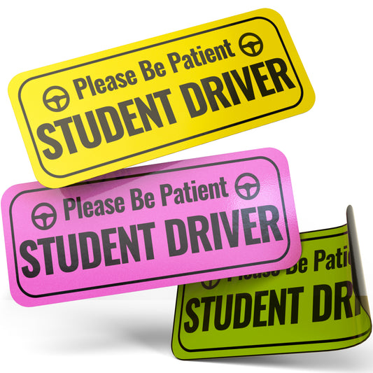 Student Driver Magnet Reflective New Driver Sticker Decal for Car with Strong Adhesive Magnet, Yellow, Pink & Green