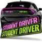 Student Driver Magnet | Removable & Reflective New Driver Sticker Decal for Car | Strong Adhesive Magnet | Bold Visible Letters | 2-Pack | Pink &Green